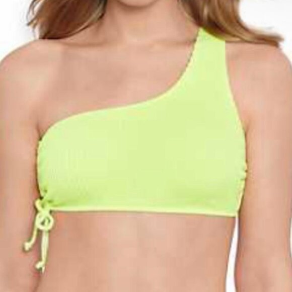 Salt+Cove Sandy Ribbed One-Shoulder Bikini Top Citron Yellow Size M - Picture 1 of 8